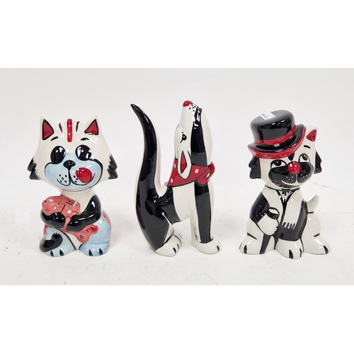 7 - Lorna Bailey model of a dog and two models of cats, each signed in black enamel, comprising Steptoe ... 