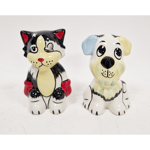 8 - Lorna Bailey model of a cat and a dog, each signed in black enamel, comprising Boxer Cat and Woof Wo... 