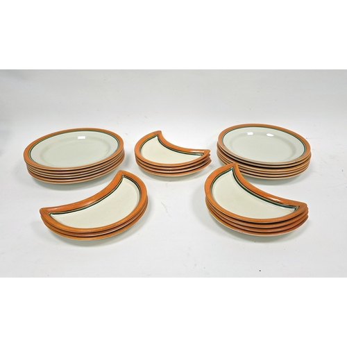 80 - Clarice Cliff Honeyglaze Bizarre Art Deco part dinner service for Wilkinson, printed black marks and... 