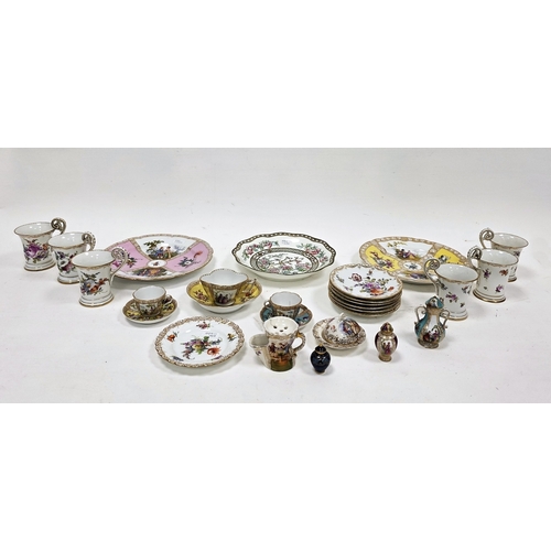 82 - 20th century Dresden porcelain part coffee service, painted crown blue marks, painted with scattered... 