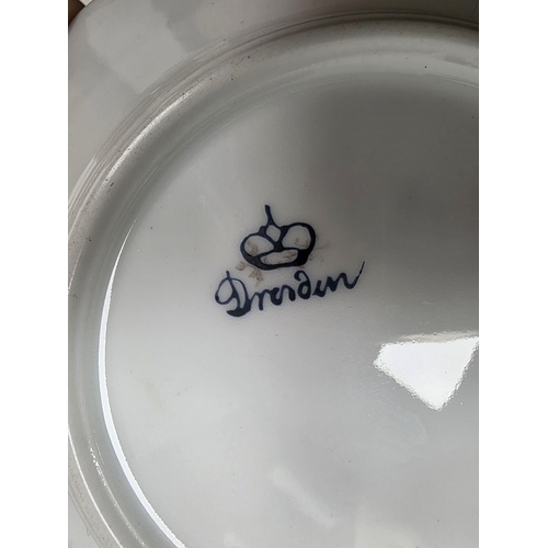 82 - 20th century Dresden porcelain part coffee service, painted crown blue marks, painted with scattered... 