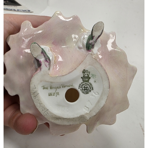 83 - Royal Doulton bone china figure of The Hinged Parasol, painted and printed green marks, HN1378, impr... 