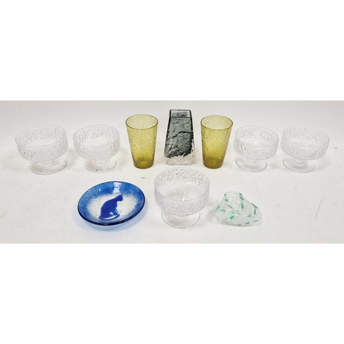 97 - Whitefriars 'coffin' vase designed by Geoffrey Baxter in pewter colourway, 13cm high, a set of five ... 