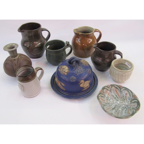 Quantity of studio pottery to include a Derek Clarkson porcelain vase ...
