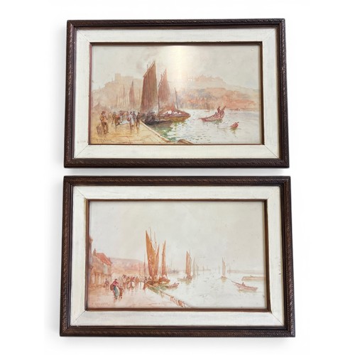 7 - Late 19th Century Pair of Watercolours by Frank Rousse – Yorkshire Coast Seascapes with Boats