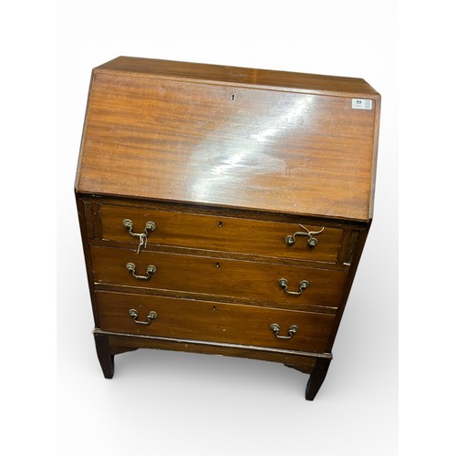 19 - Mahogany Bureau with Three Drawers and Drop-Front – 101cm x 76cm x 43cm