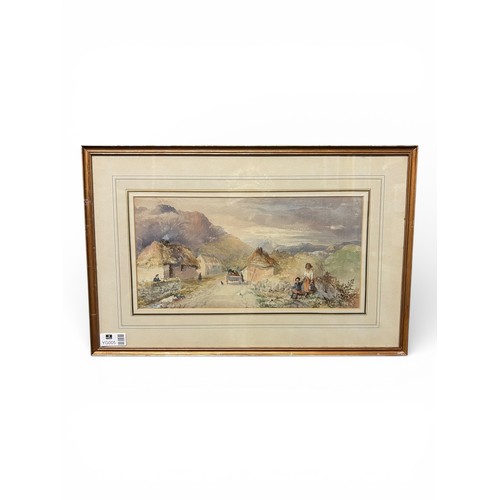 40 - Thomas Cooper 1908 Watercolour of Thatched Cottages – 40cm x 62cm
