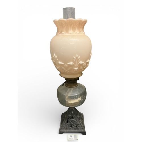 41 - Victorian Oil Lamp with Milk Glass Shade