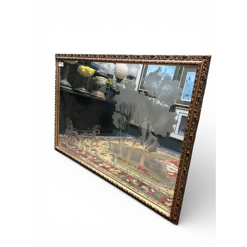 43 - Etched Glass Mirror with Wagon and Tree Scene – 68cm x 98cm
