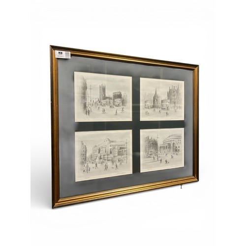 56 - Set of Four Signed Limited Edition Arthur Delaney Manchester Landmark Prints – 56cm x 65cm