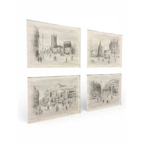 56 - Set of Four Signed Limited Edition Arthur Delaney Manchester Landmark Prints – 56cm x 65cm