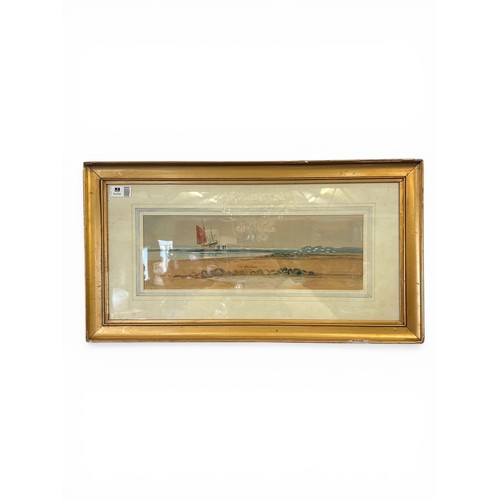 63 - Watercolour of a Beached Ship by J. Gaye - 43 cm x 80 cm