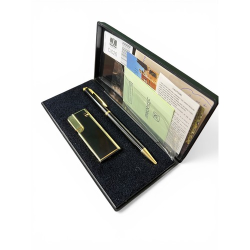 66 - Cased Chrome Ballpoint Pen and Cigarette Lighter in Original Box