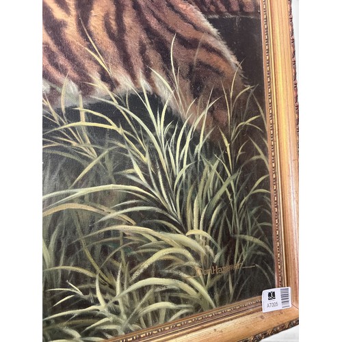 80 - Wildlife Painting on Canvas of a Tiger in the Jungle by Don Hammer - 68 cm x 99 cm