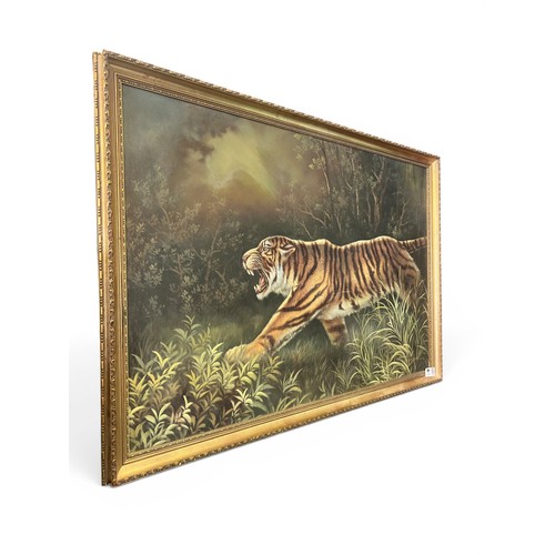 80 - Wildlife Painting on Canvas of a Tiger in the Jungle by Don Hammer - 68 cm x 99 cm