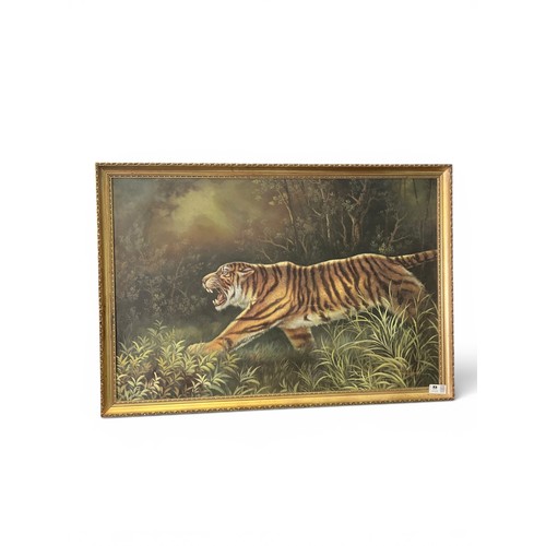 80 - Wildlife Painting on Canvas of a Tiger in the Jungle by Don Hammer - 68 cm x 99 cm