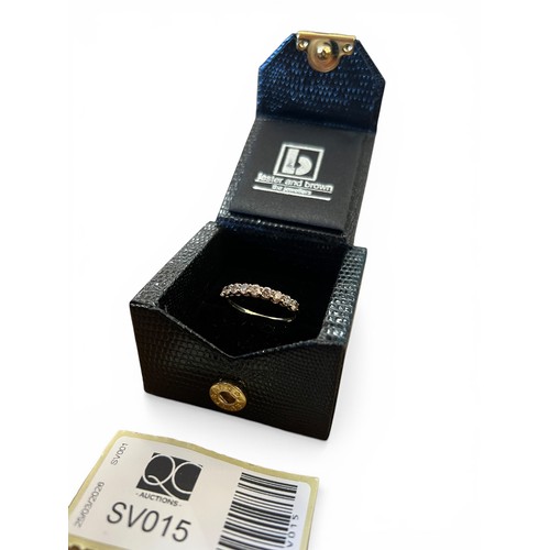 85 - 9ct Gold & 1ct Diamond Half Eternity Ring with Champagne Diamonds - Size S