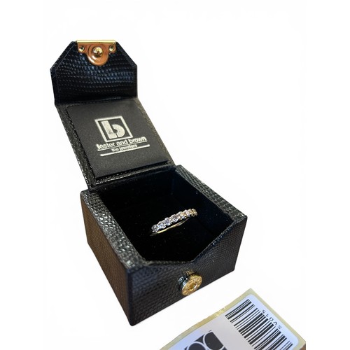 85 - 9ct Gold & 1ct Diamond Half Eternity Ring with Champagne Diamonds - Size S