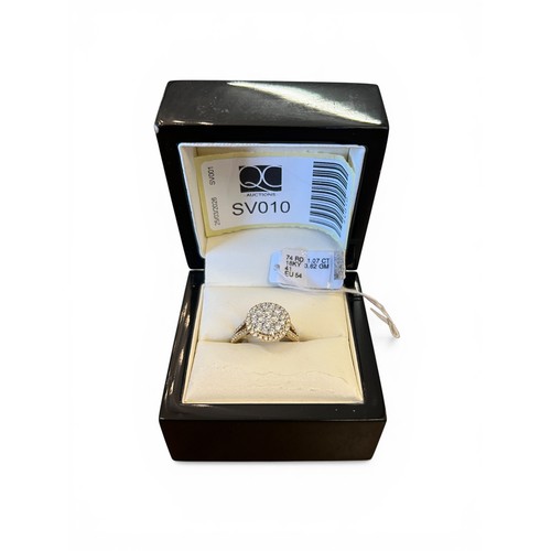 88 - 1.07ct 18ct Yellow Gold Diamond Cluster Ring - Size M