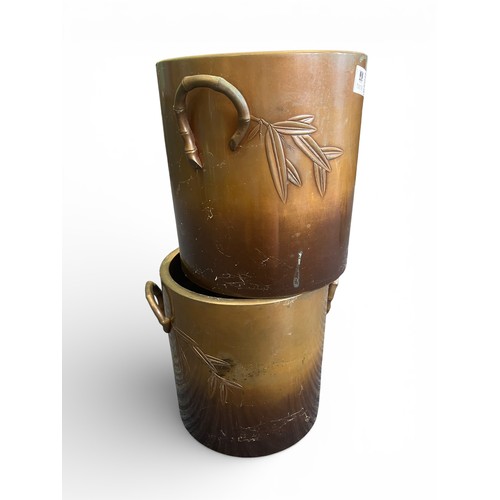 89 - Pair of Japanese Bronze Hibachi- Sand Buckets, Meiji Period, Excellent Condition - 26cm x 29cm