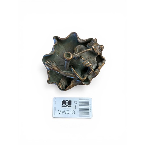 93 - Bronze Reclining Frog Smoking - 7cm x 8cm