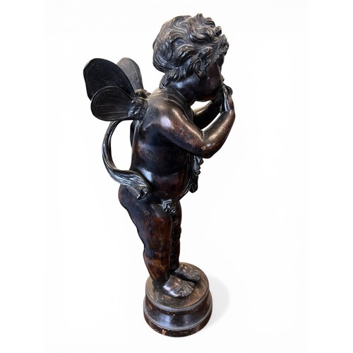 116 - Bronze Cherub on Stand (AF) - 47 cm x 18 cm x 18 cm