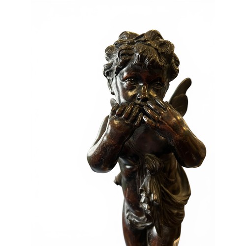 116 - Bronze Cherub on Stand (AF) - 47 cm x 18 cm x 18 cm