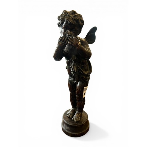116 - Bronze Cherub on Stand (AF) - 47 cm x 18 cm x 18 cm