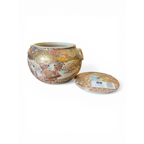 154 - Japanese Satsuma-Style Lidded Jar - 11 cm x 15 cm