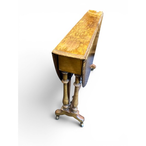 248 - Small Light Mahogany Sofa Table with Original Brass Castors - 70 cm x 89 cm x 108 cm