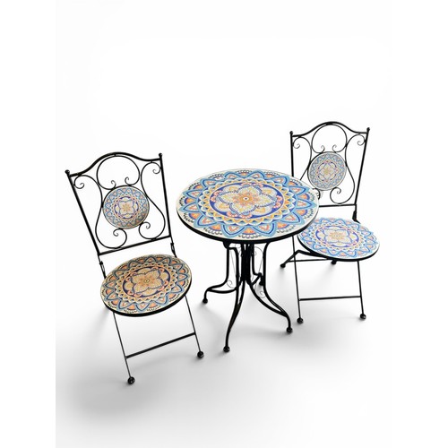 448 - Modern Small Bistro Set Containing 2 Chairs & Table - 72cm x 60cm