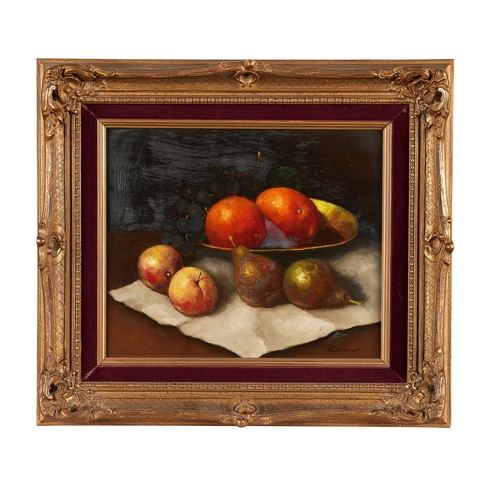 173 - Richardson Still life of fruit Oil on board Signed 23.5cm x 27cm  ... 