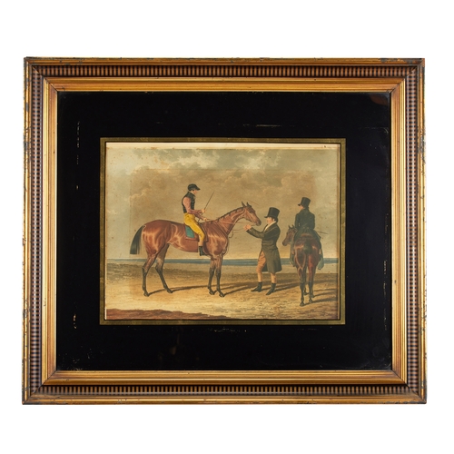 181 - A set of three 19th century horse racing prints after J.F.Herring in verre eglomisÃ© frame... 