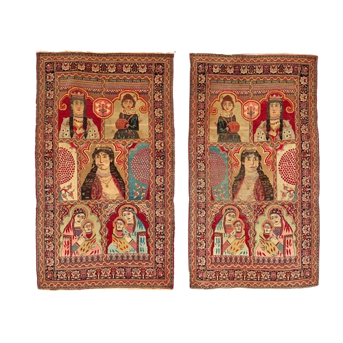 263 - A pair of pictorial Persian rugs, circa 1900  Approximately 217cm x 126cm  (2)  ... 