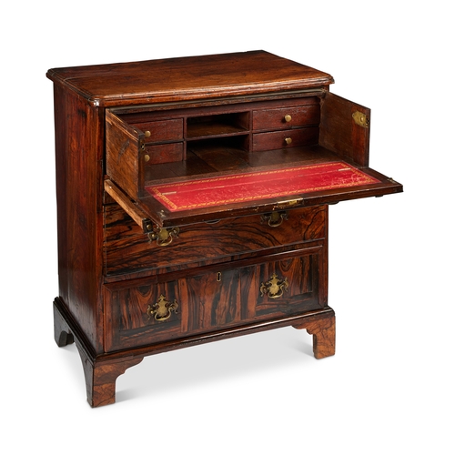 43 - An 18th century and later walnut and coromandel veneered secretaire chest The rounded rectangular mo... 