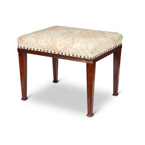 231 - A George III mahogany stool The rectangular padded and close-nailed seat above a moulded frieze on s... 