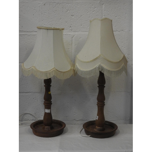 221 - Pair of Treen turned table lamps