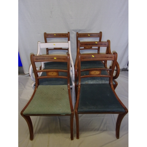 1185 - 6x chairs with upholstered seats - two of which are carvers