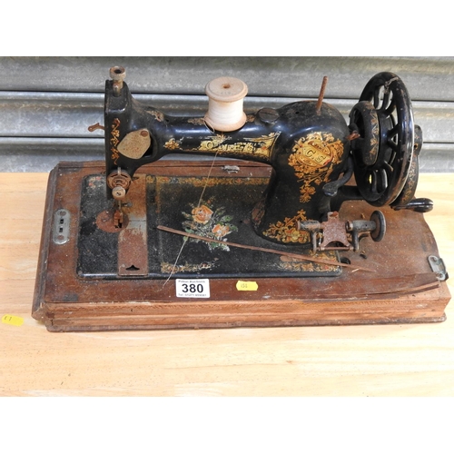 380 - Old Jones hand operated sewing machine