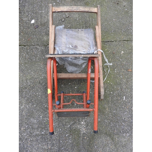 110 - Folding wooden chair and a step stool