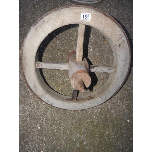 181 - Handmade iron shod barrow wheel