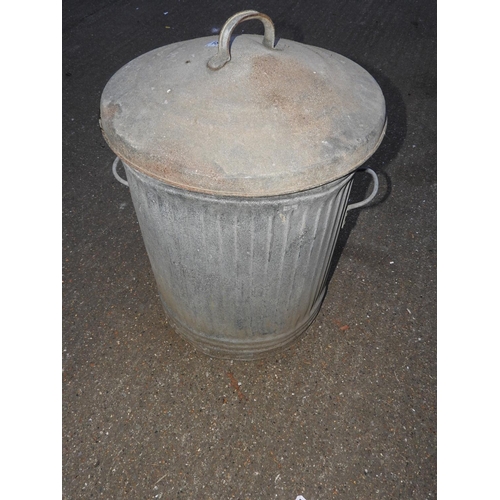 182 - Galvanised lidded dustbin