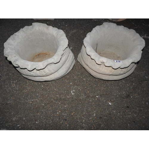 219 - Pair of sack concrete garden planters