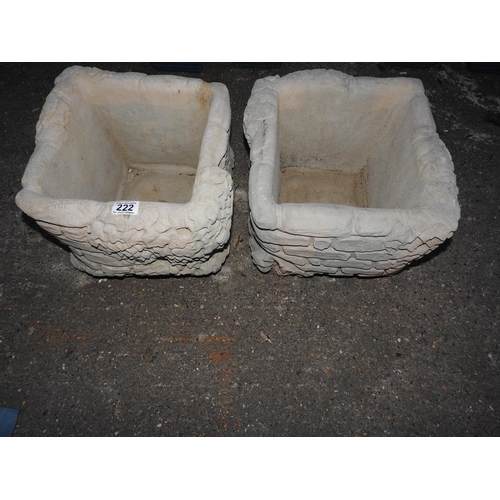 222 - Pair of concrete garden planters