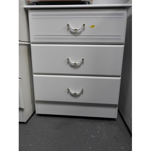 245 - White three drawer chest of drawers to match previous lot