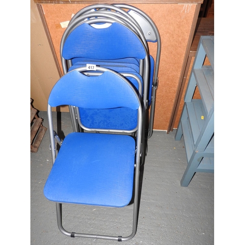 417 - 5x metal framed folding chairs