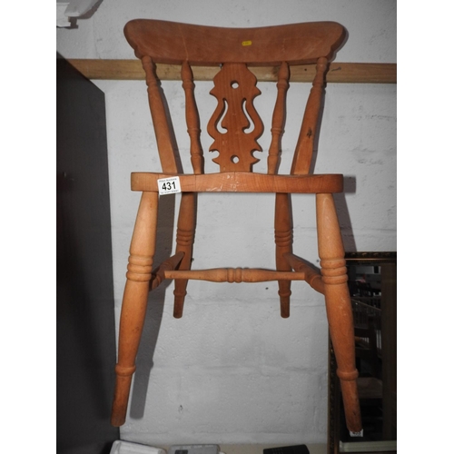 431 - Pine fiddle back chair