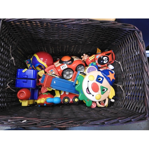 431 - Basket and contents - children's toys