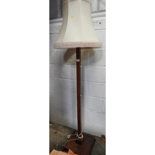 61 - Walnut standard lamp with shade