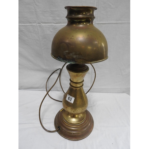 63 - Brass electric lamp